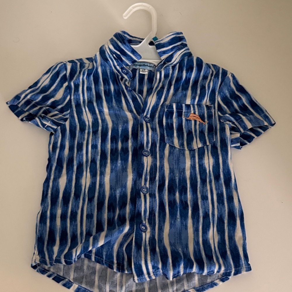 Tommy‎ Bahama Kids Blue and White Striped Button Down Shirt